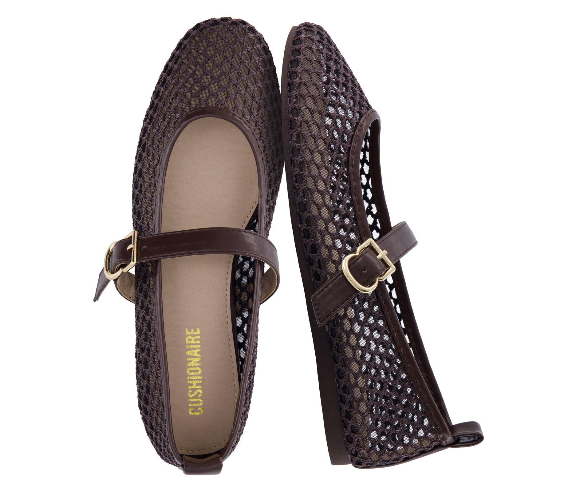 CUSHIONAIRE Gracie Mesh Mary Jane Flats for Women, Breathable Ballet Flats with Adjustable Buckle Strap and Memory Foam Cushioning