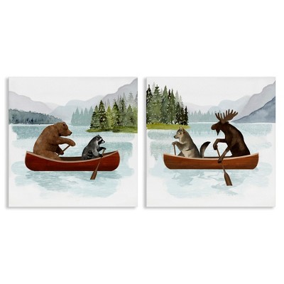 Stupell Industries Woodland Animals on Canoes, 17" x 17"