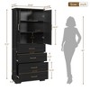 Vynxaria 72.2'' Tall Freestanding Bathroom Cabinet with 3 Drawers (Partitioned, Standard, Deep), Adjustable Shelf, Modern Elegant Style - 4 of 4