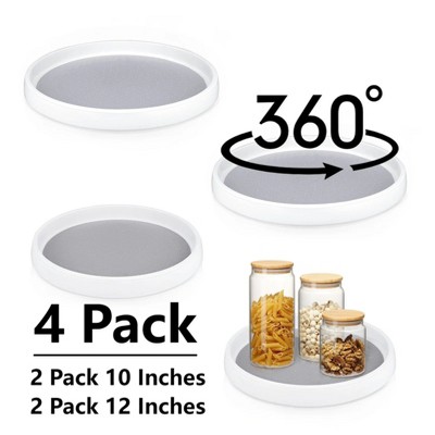 LunaLulinlk 4 Pack Lazy Susan Kitchen Cabinets, 10 and 12 inch Non Skid Plastic, Rotating Spinning Organizer for Kitchen, Pantry, Spice Rack