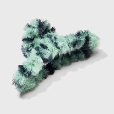 Animal Print Faux Fur Claw Hair Clip - Wild Fable™ Green