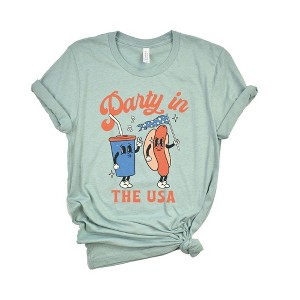 Simply Sage Market Women's Party In The USA Hot Dog Short Sleeve Graphic Tee - 1 of 2