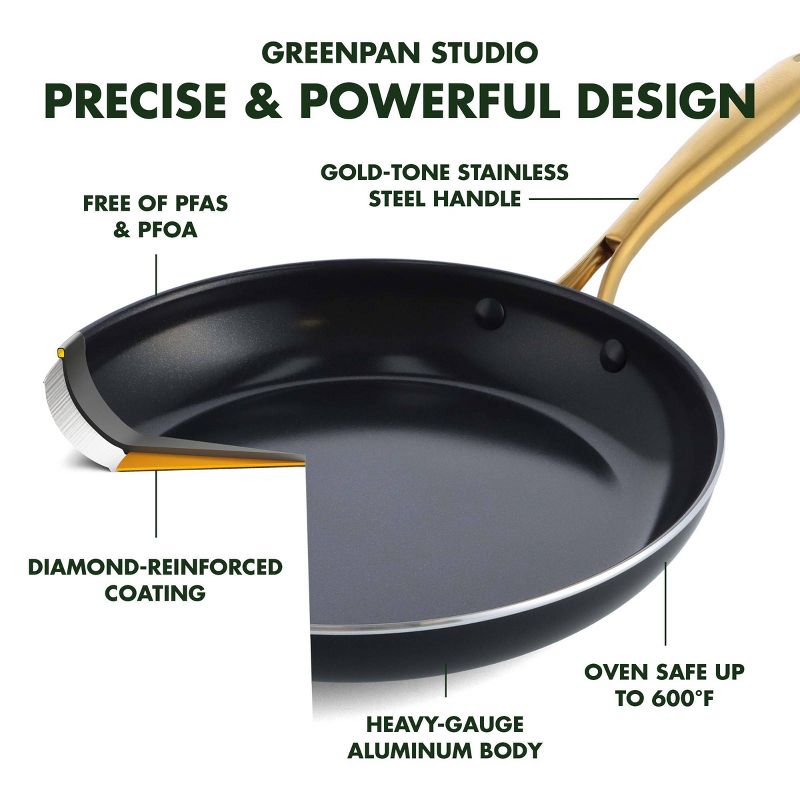 GreenPan Studio 10&#34; Ceramic Nonstick Aluminum Frying pan Black, 5 of 13