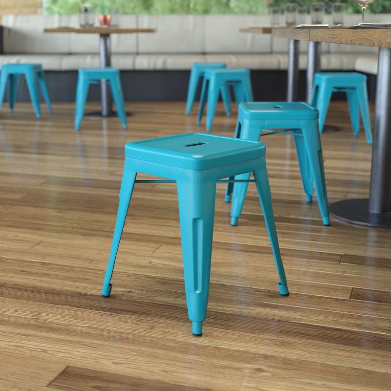 Emma and Oliver 18 Inch Table Height Indoor Stackable Metal Dining Stool-Set of 4, 2 of 10