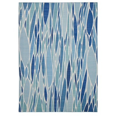 Careen Washable Outdoor Rug Blue/Ivory - Linon