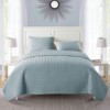 FIONECA Nina Embossed Basketweave Reversible Quilt Set Light Blue Machine Washable Year-Round Bedding - 2 of 4
