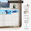 63"W  TV Stand with 10 Fabric Drawers for 65-75 Inches TV,  Entertainment Center TV Console Table with LED Lights & Power Outlets & Shelves - 2 of 4