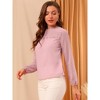 Allegra K Women's Swiss Dots Textured Ruffle Neck Long Sleeve Blouse - 4 of 4