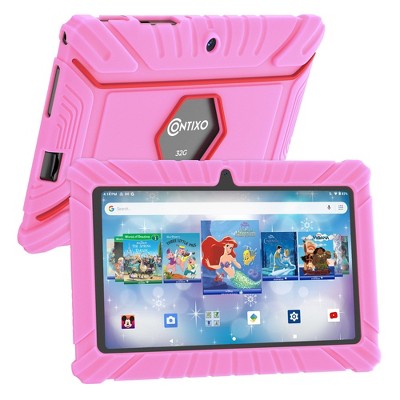 Buy 2: Contixo V8 Kids Tablet with 50 Disney eBooks, Parental Control, 32GB and Android 13 (2025) Pink/Dark Blue Gift For boys and Girls