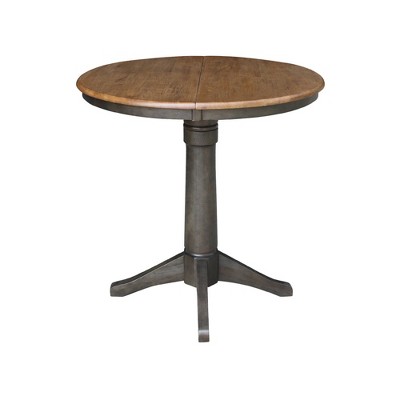50.8" Round Extendable Wood Counter Height Table in Hickory