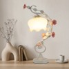 YIYIBYUS Flower Glass Table Lamp with 7.48inches Wide Bent Glass Lampshade - 2 of 4