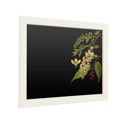 White Framed Botanical Chalkboard with Pink Flowers