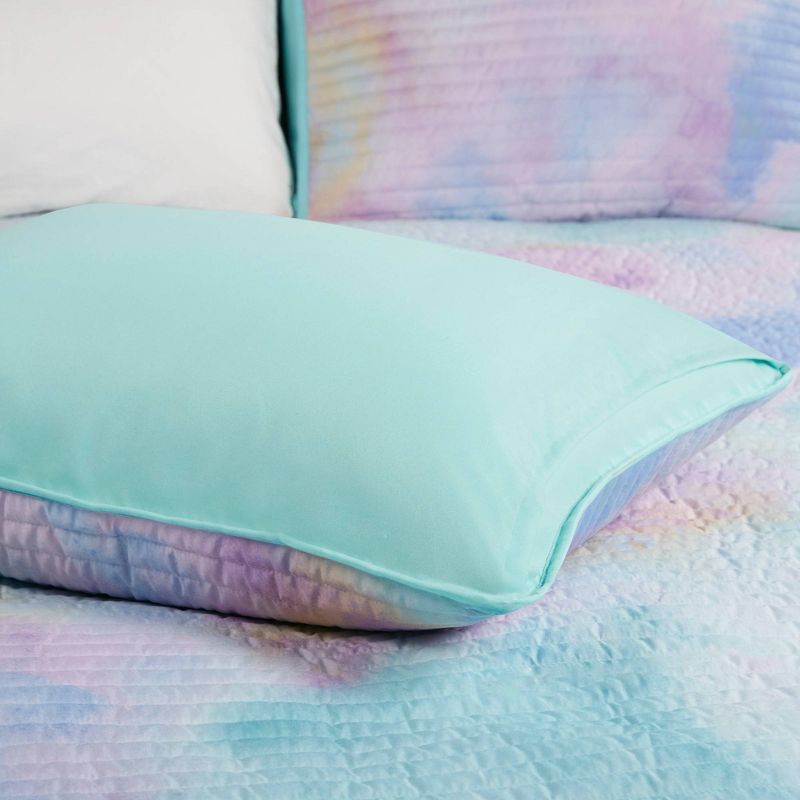 Lisa Watercolor Tie Dye Printed Quilt Set with Throw Pillow Aqua - Intelligent Design, 4 of 10