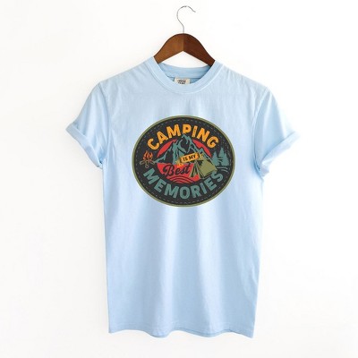 Simply Sage Market Women's Camping Is My Best Memories Badge Short Sleeve Garment Dyed Tee