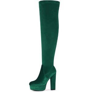 BLISSFUL STEP Platform Thigh High Boot Velvet Over the Knee Boots for Women - 1 of 4