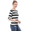 INSPIRE CHIC Women's Stripes Casual Basic Elbow Sleeves Boat Neck Slim Fit T-Shirts - 4 of 4