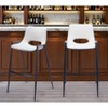 HomeRoots Set of Two 30" White and Black Faux Leather and Steel Low Back Bar Height Bar Chairs - 2 of 4