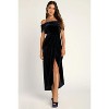 Elegant Velvet Ruched Bodycon Wrap Off The Shoulder Dresses for Women High Slit Cocktail Party Midi Dresses Navy XL - 2 of 4