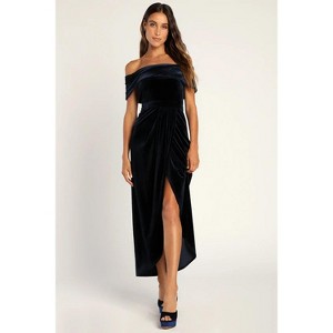 Elegant Velvet Bridesmaid Dresses for Women Off The Shoulder Formal Evening Gown - 1 of 4