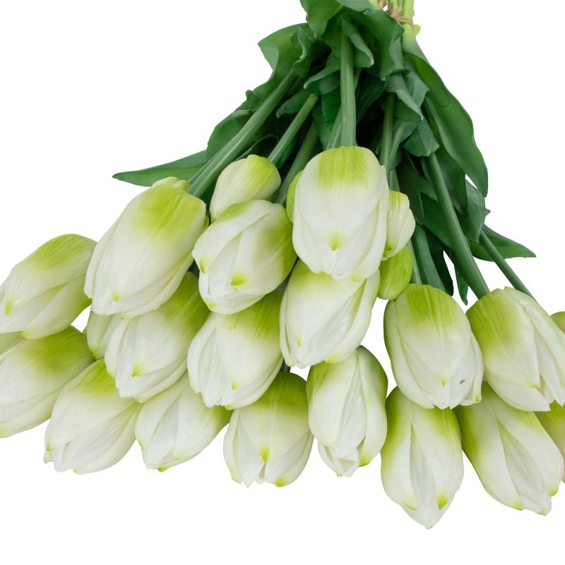 Northlight Real Touch™ White and Green Artificial Tulip Floral Bundles, Set of 6 - 18", 4 of 9