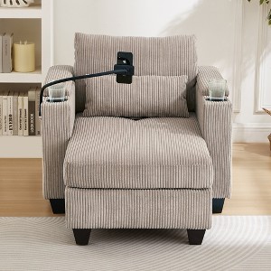 YOOCOZZ 37.4" Convertible Chaise Lounge Sofa Bed with USB Ports, Cup Holders, Phone Holder & Storage - 1 of 4