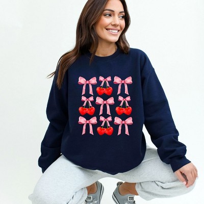 Simply Sage Market Women's Graphic Sweatshirt Cherry Coquette Bow Chart
