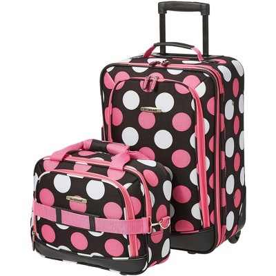 Rockland Fashion Softside Upright Luggage SetExpandable Multi/Pink Dot 2-Piece (14/19)