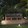 vidaXL Solid Acacia Wood 3-Seater Patio Sofa with Cushions, Dark Gray Fabric, Rustic Charm, Adjustable and Comfortable Outdoor Lounge Set - 2 of 4