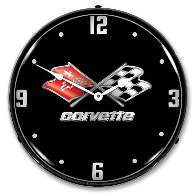 Collectable Sign & Clock | C3 Corvette Black Tie LED Wall Clock Retro/Vintage, Lighted