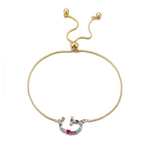 Adornia 14k Gold Plated Multi Color Stone Initial Bolo Bracelet - 1 of 1