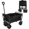Grungis Collapsible Folding Wagon Storage Cart with Big Wheels,Shopping Wagon Cart with Waterproof Fabric,Utility Cart for Camping,Shopping,Black - 2 of 4