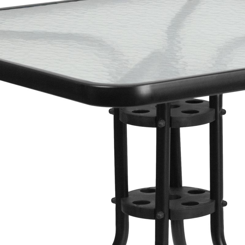 Emma and Oliver 31.5" Square Tempered Glass Metal Table, 5 of 6