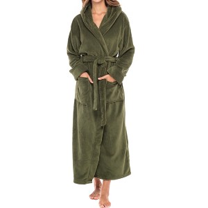 ADR Plush Fleece Women's Robe, Long Hooded Women's Bathrobe, Soft Cozy Women's Bath Robe & Plus Sizes - 1 of 4