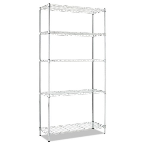 Alera 5-Shelf Wire Shelving Kit With Casters And Shelf Liners, 36W