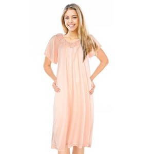 JEFFRICO Womens Short Sleeve Nightgowns Sleepwear Soft Pajama Dress Nightshirts - 1 of 4