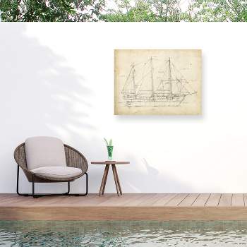 "Sailboat Blueprint Ii" Outdoor Canvas