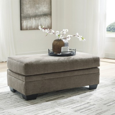 Stonemeade Nutmeg Brown Polyester Ottoman with Faux Wood Finish