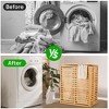 NAYSAYE Bamboo Laundry Hamper with Lid Foldable Two Section Removable Liner Space Saving Laundry Sorter for Home, Brown, 21.69"*13.85"*25.39" - 4 of 4