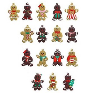 Aoibox 16 Piece Gingerbread Man Christmas Ornaments Set 3 Inch Flexible Silicone Hanging Decor for Tree Indoor Outdoor Holiday Display - 1 of 4
