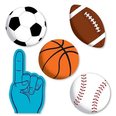 Big Dot of Happiness Go, Fight, Win - Sports - DIY Shaped Baby Shower or Birthday Party Cut-Outs - 24 Count