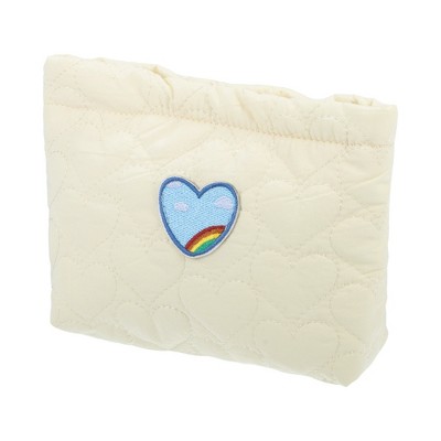 Unique Bargains Durable Heart Makeup Bag Beige 1 Pc