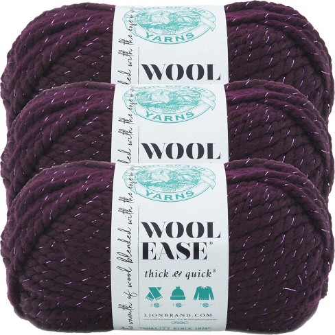 (3 Pack) Lion Brand Wool-Ease Thick & Quick Yarn - Galaxy Metallic