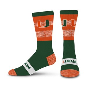 NCAA Miami Hurricanes Mixer Crew Socks: Cushioned Heel & Toe, Knit, Adult Large - 1 of 3