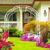 Lirago, 15.3"D * 98.4"H * 74.4"W, White Metal Garden Arch - Galvanized Iron Trellis, Rose Arch, Outdoor Garden Decor with Gate Design - 2 of 4