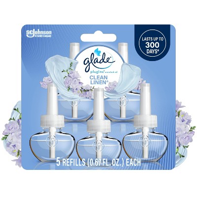 Glade PlugIns Scented Oil Air Freshener Clean Linen Refill - 3.35oz/5ct