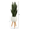Nearly Natural 46-in Artificial Sansevieria Snake Plant in White Planter with Stand - 2 of 4