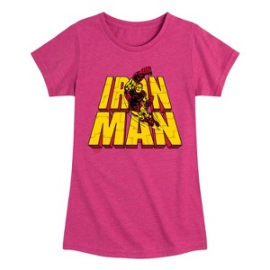 Girls' - Marvel - Iron Man Stacked Name Fitted Short Sleeve Graphic T-Shirt - 1 of 4