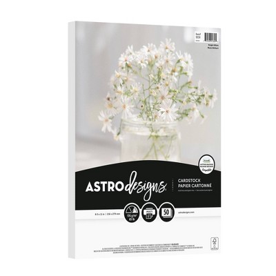 8.5"x11" 50-Sheet Bright White Cardstock 65 lb- Astrodesigns: Uncoated 65 lb Cover Stock, Pack of 50, Letter Size