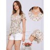 Allegra K Women's Floral Printed V Neck Short Sleeve Tie Waist Wrap Blouse - 2 of 4