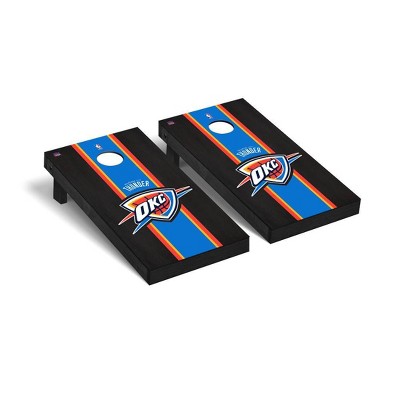 NBA Oklahoma City Thunder Premium Cornhole Board Onyx Stained Stripe Version